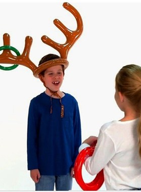 Inflatable Santa Funny Reindeer Antler Hat Ring Toss Christm