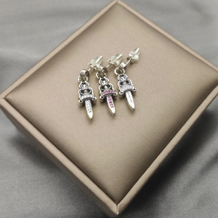 1pcs Japan Punk Zircon Sword Stud Earrings for Women 925 Sil