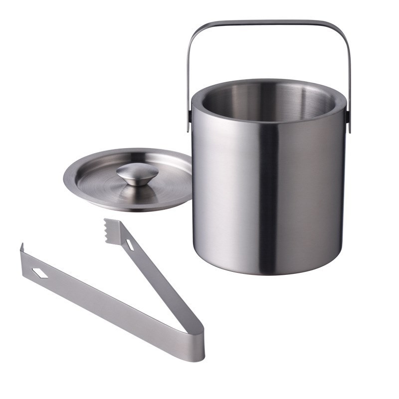 1.3L Portable Double Wall Stainless Steel Ice Bucket with To