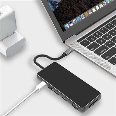 12 in 1 Type C USB Hub Docking Station USB3.1 to Ethernet Po