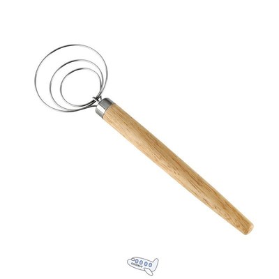 1PC Stainless Steel Coil Egg Beater Wooden Handle Agitator D