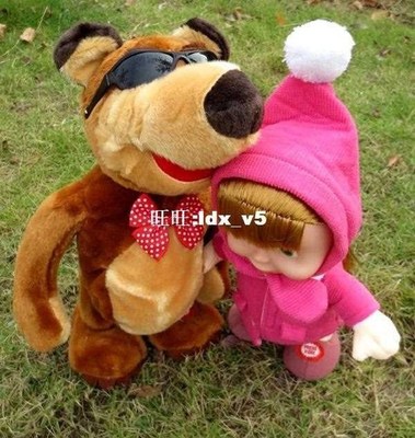 Anime Masha And Bear Doll Russian Language Plush Toys Musica