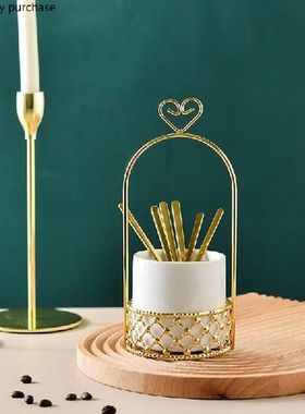 Metal Ceramic Storage Tank Fruit Fork Fruit Sign Dessert