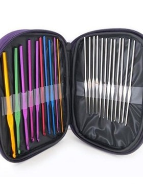 22pcs/Set Ergonomic Aluminum Crochet Hooks Multicolor Mixed