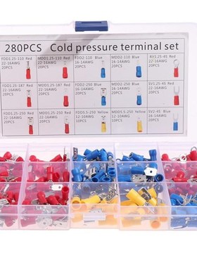 280Pcs Insulated Crimp Terminal Butt Electrical Wire Cold-Pr