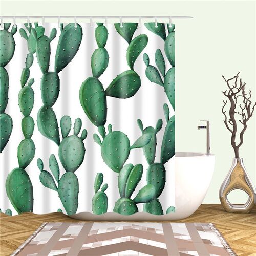 Plant Cactus Printing Shower Curtain  s Kids Bathroom Waterp