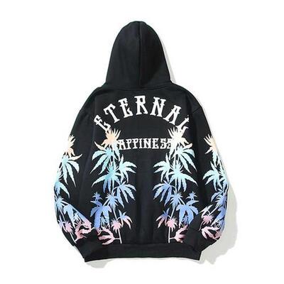 High Set Hoodies Loose Couple Palm e Print Embroidery Casual
