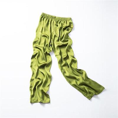 Chic Silky Satin Solid Color Wide Leg Pants Women Summer Loo