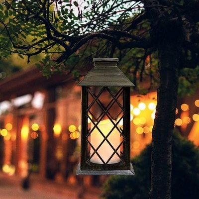 1pcs iron candlestick Retro Lantern Candle Twinkle Lamp LED