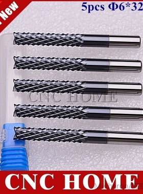 5pcs 6mm x 32mm Import tungsten carbide end mill black nano