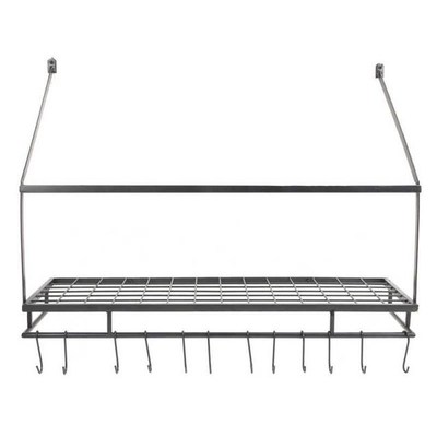 2 Layer Wall Mounted Shelf with Hooks Kitchen Racks Holder O