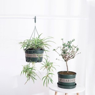 Plastic Round Flower Pot Hanging Planter Basket Home Garden