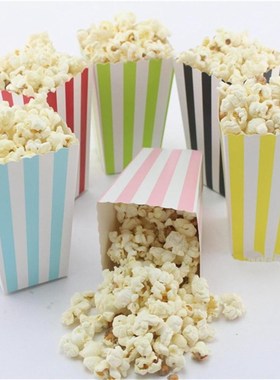 12pcs Colorful Dot Wave Striped Paper Popcorn Boxes Pop Corn
