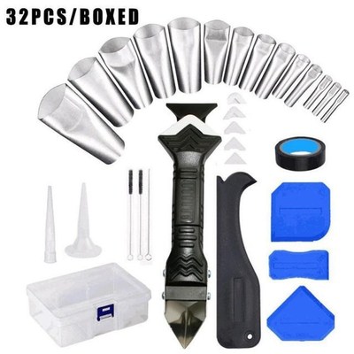 32Pcs/Set 3 in1 Caulking Tools Stainless Steel Sealant Caulk
