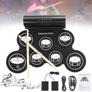 Portable Electronic Drum Digital 7 Pads Roll up Set Silicone