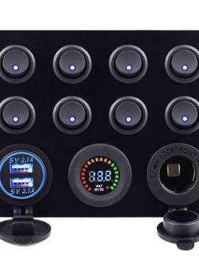 8 Group ON-OFF Toggle 12V Precise Voltmeter Rocker Switch Pa