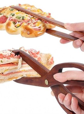 Bamboo Wooden Kitchen Food Tongs Picnic BBQ Meat Bacon Steak