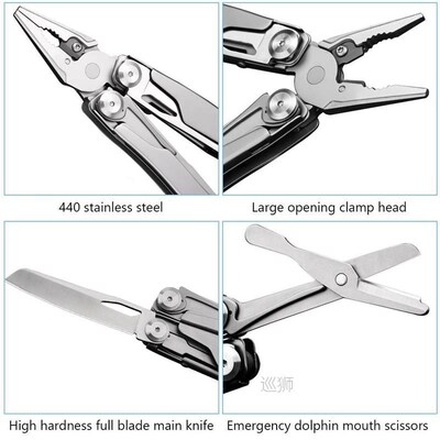 14 In 1 EDC Camping Multitool Plier Cable Wire Cutter Stripp