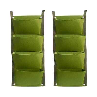 2pcs Garden Wall Hanging Office Felt Flower Container Greeni