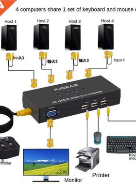 USB KVM Switch Box With Desktop Controller USB Switch Multip