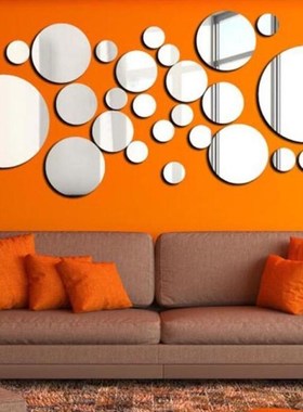 DIY Small Round Point Acrylic Mirror Effect Sticker Wall Sti
