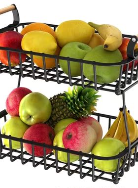 2022 New Detachable 2 Tier Fruit Basket Metal Fruit Bowl Bre