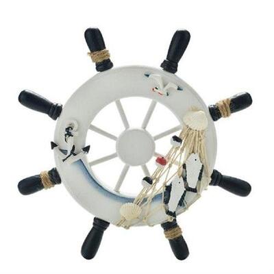 Beach Mediterranean Style Anchor Helmsman Wooden Boat Ship