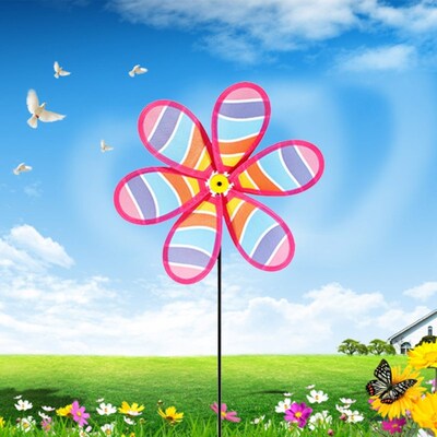 4pcs Colorful 6 Blade Wind Spinners Lawn Pinwheels Windmill