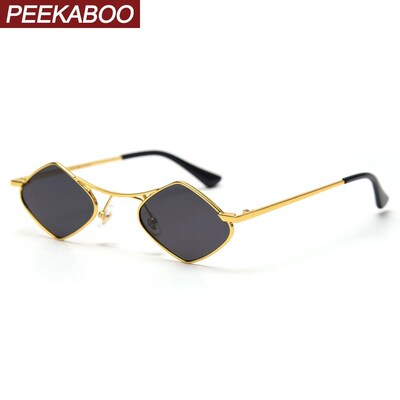 Peekaboo retro rhombus sunglasses small women metal gold sq