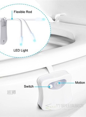 PIR Smart Motion Sensor RGB Night Light Toilet Seat Body Sen