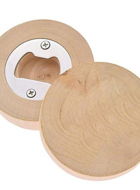 Round Wooden Beer Bottle Opener with Magnet Wooden Refrigera