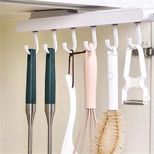 Kitchen Under Cabinet Closet Hanger with 6 Hooks Elescopic