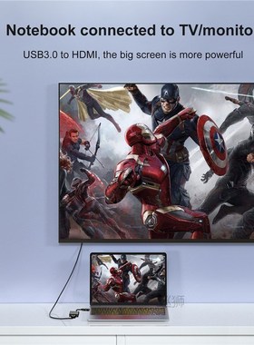 HD 1080P USB 3.0 to HDMI-compatible Adapter Drive Free Exter