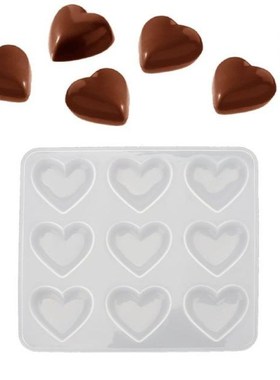 9 Cup Heart Chocolate Silicone Dessert Mould Baking Cupcake