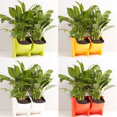 2 Pockets Self Watering Flower Pot Stackable Vertical