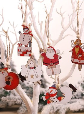 2Pcs/lot Christmas Wooden Pendants Xmas Tree Hanging Ornamen