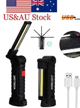USB Rechargeable LED Flashlight Collapsible COB Portable