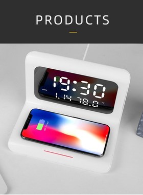 New 3 In 1 Qi Fast Wireless Charger Dock Station Clock Func