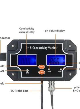 2 in 1 Water Quality Tester pH/EC Meter Waterproof Double Di