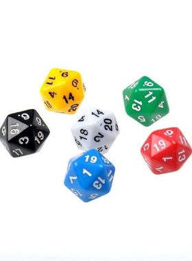 6pcs/set D20 Dice Opaque Twenty Sided Dice For Dungeons &amp
