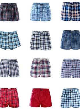 12pcs Classic Plaid Men's Boxers Cotton  Underwear Trunk