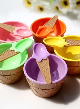 New 1Set Kids Ice Cream Bowl Spoon Set Durable Children Gift