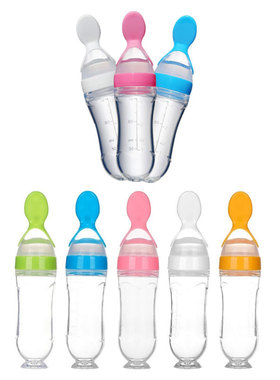 Squeezing Feeding Bottle Silicone Newborn Baby Training Rice