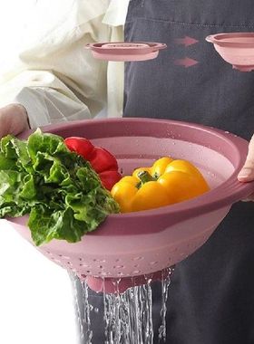 oldable Silicone Colander Fruit Vegetable Washing Basket