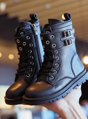 Zapatos de cuero para ni?os y ni?as, botas cortas suaves a l