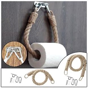 retro handmade holder roll tissue holder wall-mounted rope