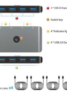 4 Port Sharing 4 Devices KVM Switch Splitter USB 3.0 2.0 Swi