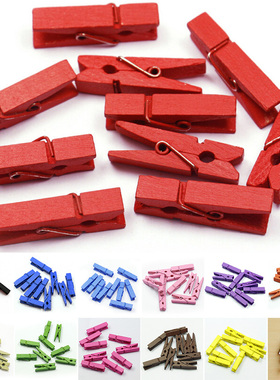 20PCS Mini Colored Spring Wood Clips Clothes Photo Paper