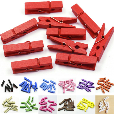 20PCS Mini Colored Spring Wood Clips Clothes Photo Paper