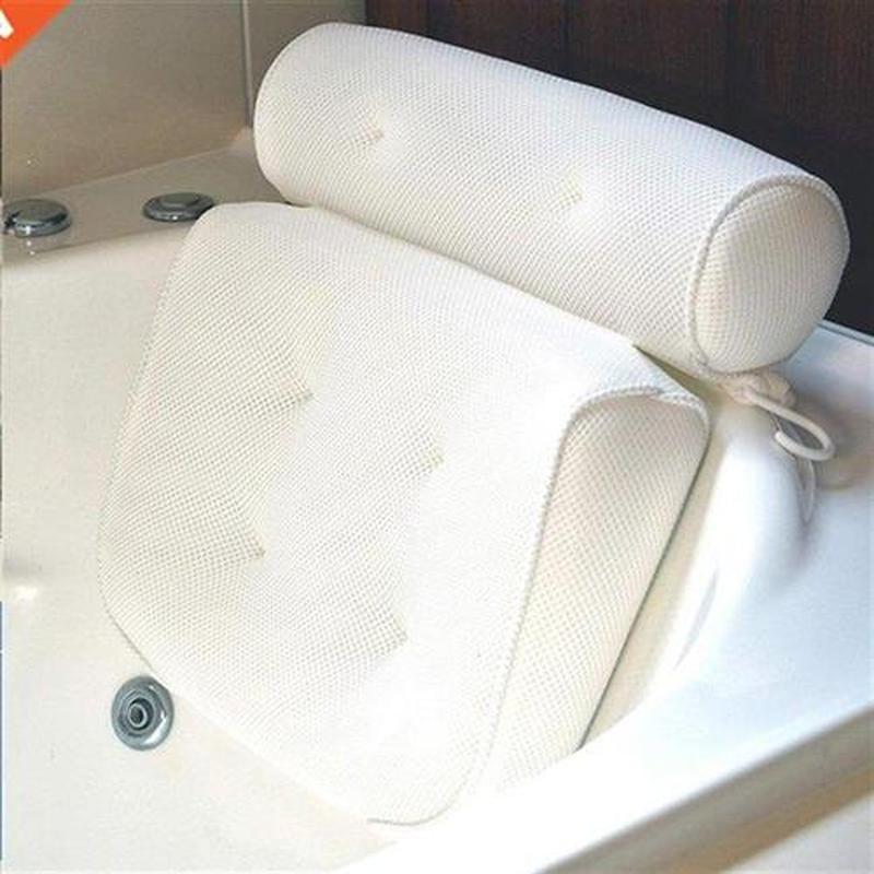 2 Pieces Bathtub Head Neck Support Pillow Breathable 3D Mesh